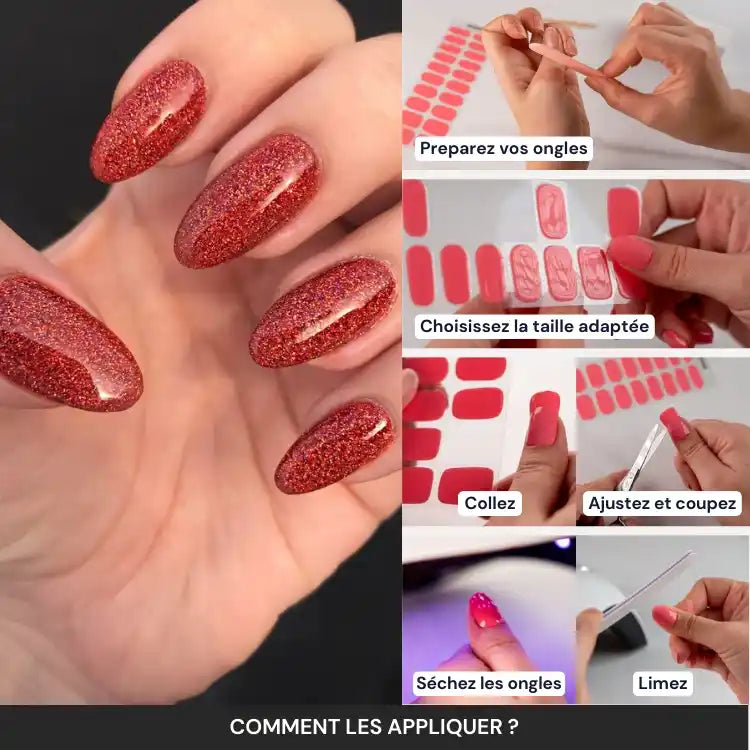 Kit Ongle En Gel Rouge Pailleté