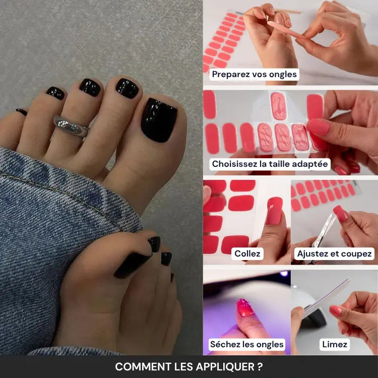 Kit Pédicure en Gel Noir Uni