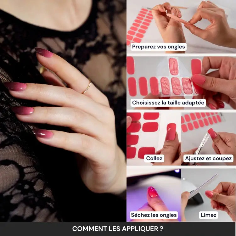 Kit Ongle En Gel Babyboomer Noir Et Rouge