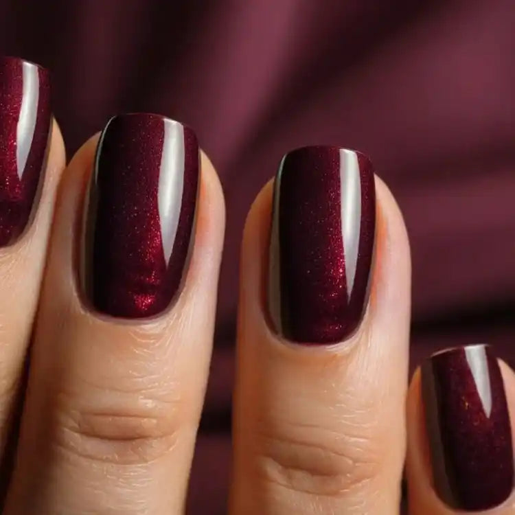 Kit Ongle En Gel Bordeaux Pailleté