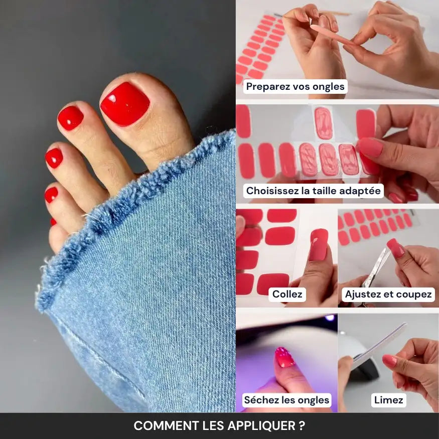 Kit Pédicure en Gel Rouge Cerise