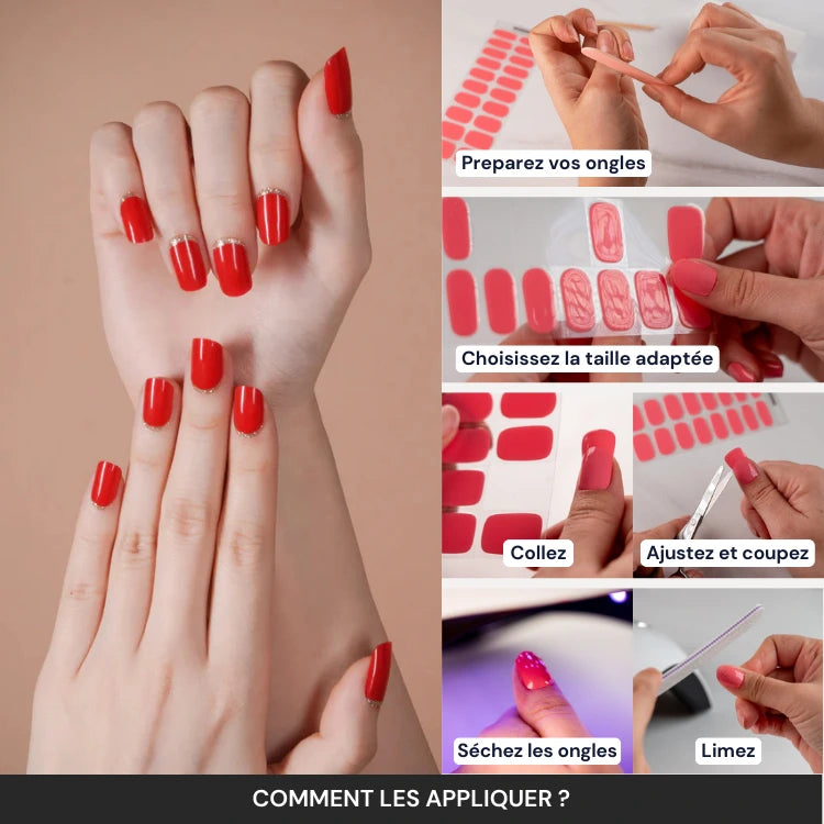 Kit Ongle En Gel Rouge Bas Pailleté
