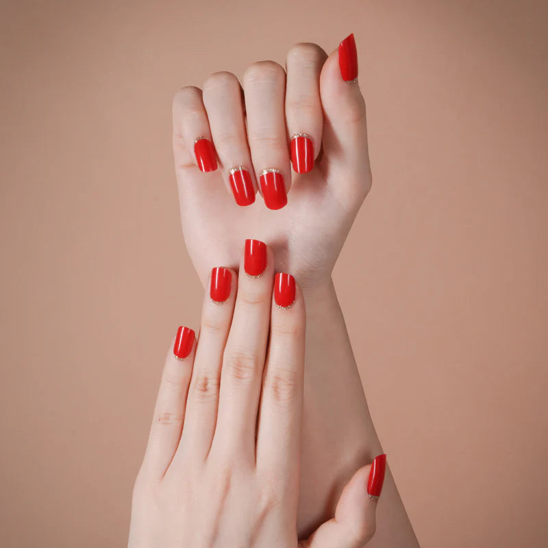 Kit Ongle En Gel Rouge Bas Pailleté