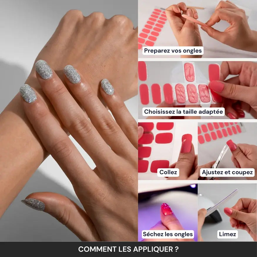 Kit Ongle En Gel Argent Pailletté