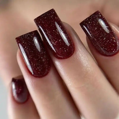 Kit Ongle En Gel Bordeaux Pailleté