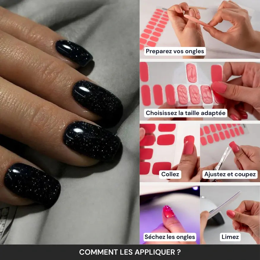 Kit Ongle En Gel Noir Pailleté