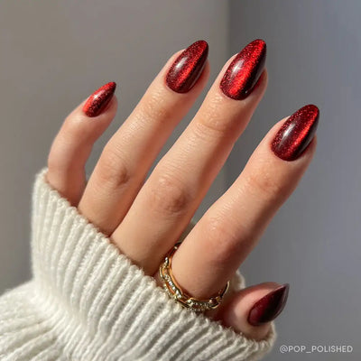 Kit Ongle En Gel Rouge Pailleté Chromé
