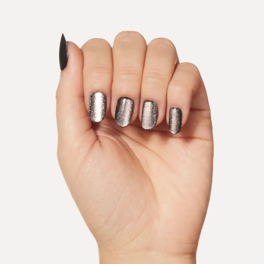 Ongle En Gel Noir Argenté