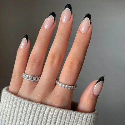 Kit Ongle En Gel French Noir et Blanc