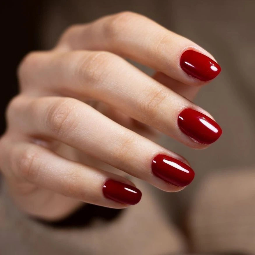 Ongles en gel rouge bordeaux